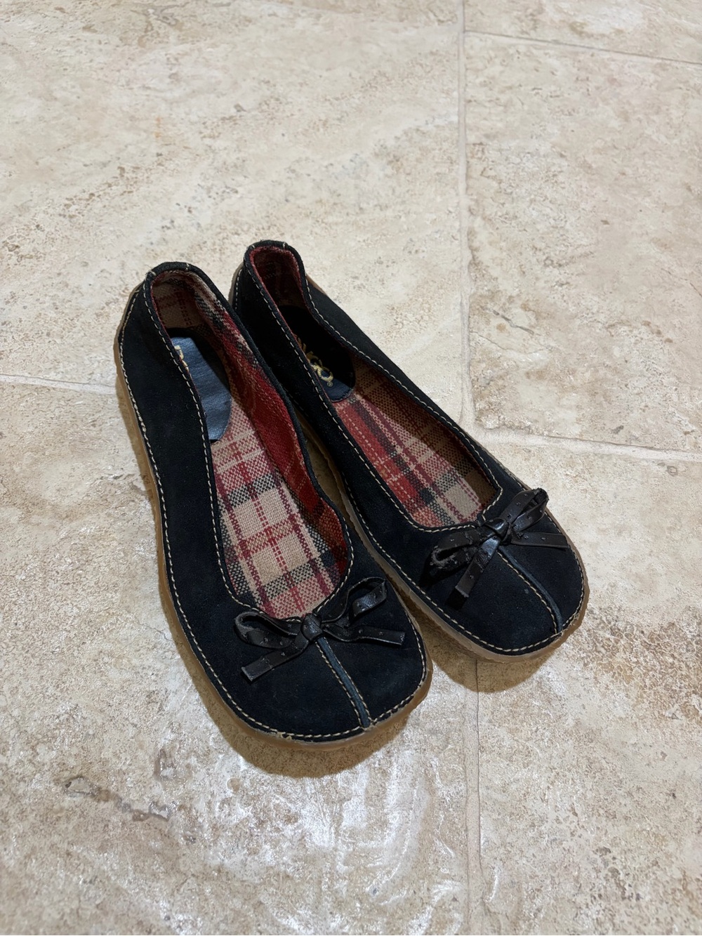 Vintage Bongo black suede flats